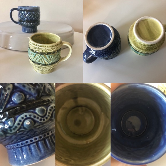 SOLD Set of 8 stackable colorful Aztec mugs 60s style - Picture 5 of 12